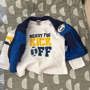 Child of Mine White Tee with Blue and Yellow Print